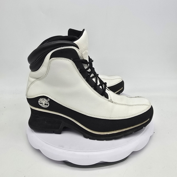 Timberland Shoe Women's 7M Euro Dub Spin Ankle Boots White & Black Leather - Picture 9 of 9